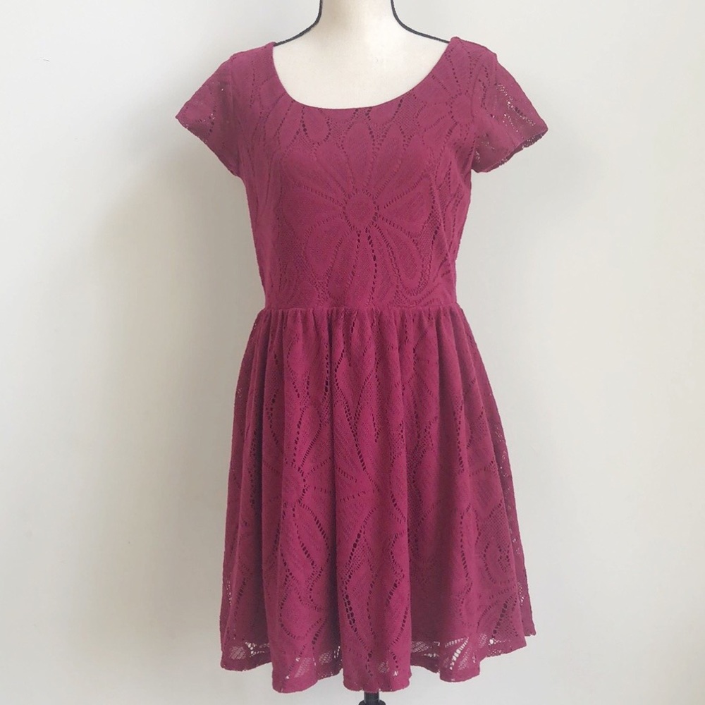 LC Lauren Conrad Floral Lace Fairy Cottagecore Y2K Skater Mini Dress Sz M